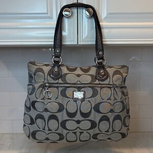 Coach Bag Purse Handbag Pocketbook Poppy Signature Lurex Logo XL Tote Bag